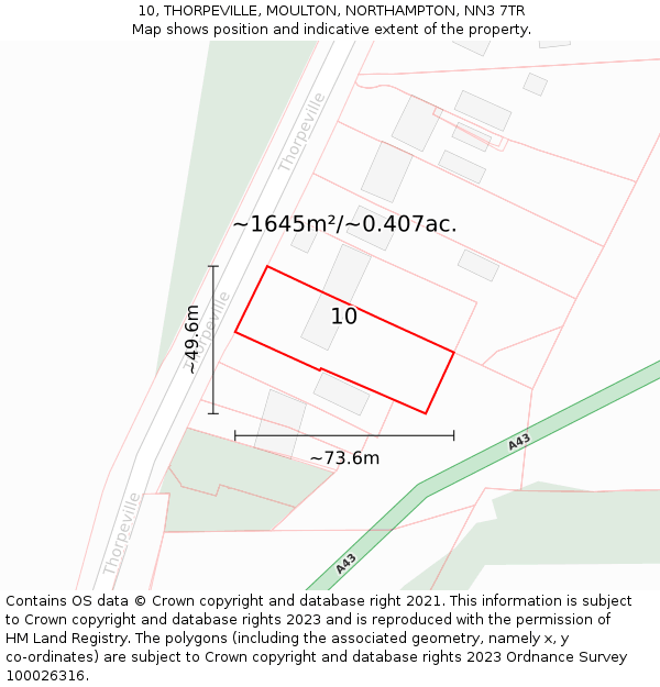 10, THORPEVILLE, MOULTON, NORTHAMPTON, NN3 7TR: Plot and title map