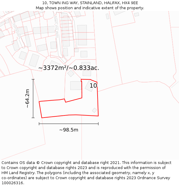 10, TOWN ING WAY, STAINLAND, HALIFAX, HX4 9EE: Plot and title map