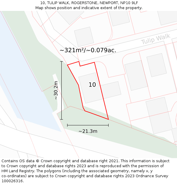 10, TULIP WALK, ROGERSTONE, NEWPORT, NP10 9LF: Plot and title map