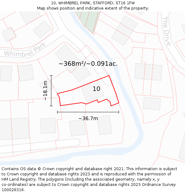 10, WHIMBREL PARK, STAFFORD, ST16 1FW: Plot and title map