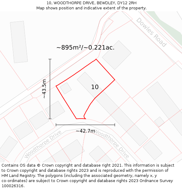 10, WOODTHORPE DRIVE, BEWDLEY, DY12 2RH: Plot and title map