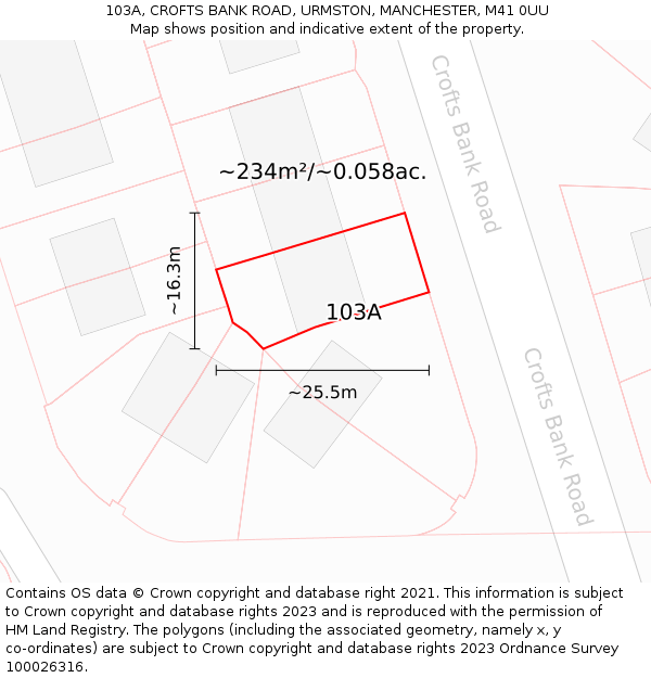 103A, CROFTS BANK ROAD, URMSTON, MANCHESTER, M41 0UU: Plot and title map