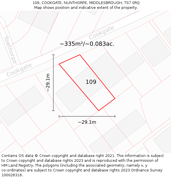 109, COOKGATE, NUNTHORPE, MIDDLESBROUGH, TS7 0RQ: Plot and title map