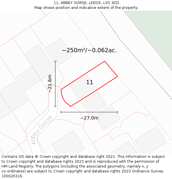 11, ABBEY GORSE, LEEDS, LS5 3DD: Plot and title map