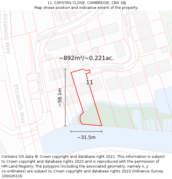 11, CAPSTAN CLOSE, CAMBRIDGE, CB4 1BJ: Plot and title map