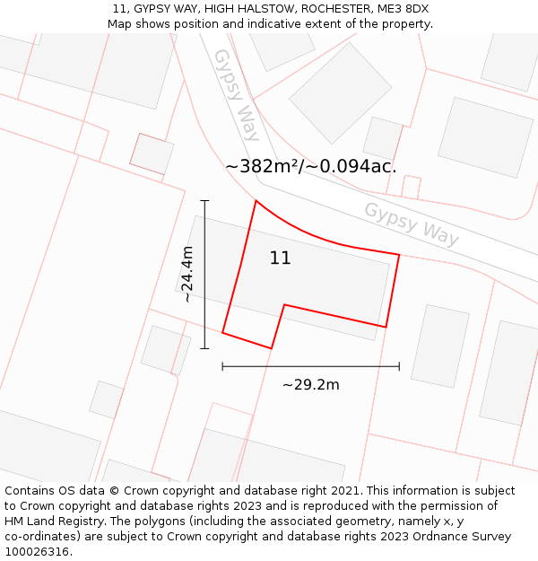 11, GYPSY WAY, HIGH HALSTOW, ROCHESTER, ME3 8DX: Plot and title map
