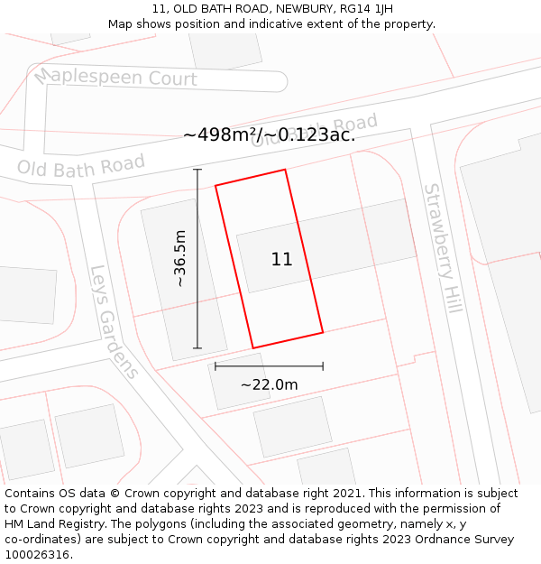 11, OLD BATH ROAD, NEWBURY, RG14 1JH: Plot and title map