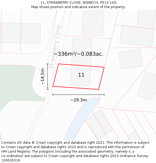 11, STRAWBERRY CLOSE, WISBECH, PE13 1SQ: Plot and title map