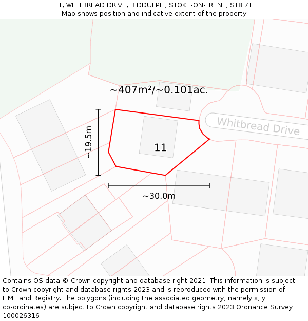 11, WHITBREAD DRIVE, BIDDULPH, STOKE-ON-TRENT, ST8 7TE: Plot and title map