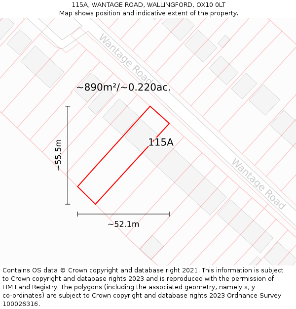 115A, WANTAGE ROAD, WALLINGFORD, OX10 0LT: Plot and title map