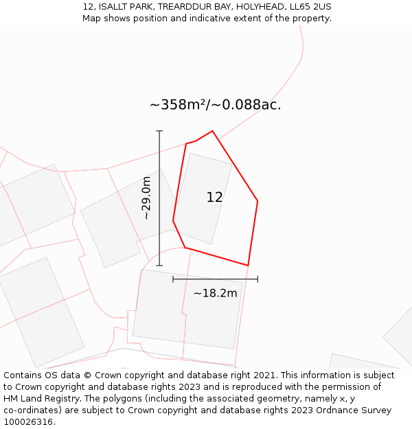 12, ISALLT PARK, TREARDDUR BAY, HOLYHEAD, LL65 2US: Plot and title map