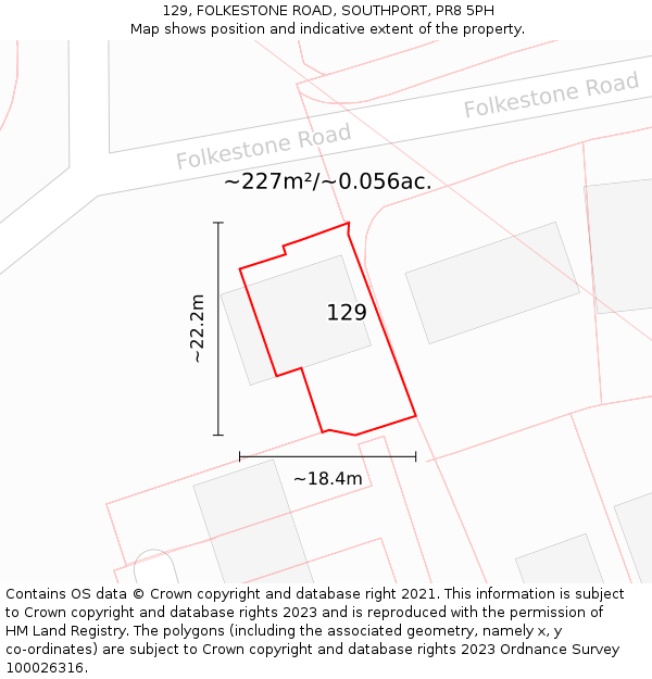 129, FOLKESTONE ROAD, SOUTHPORT, PR8 5PH: Plot and title map