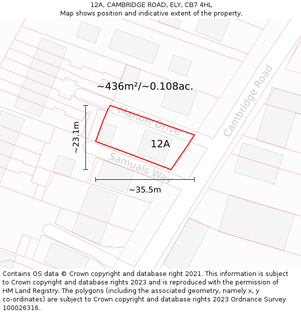 12A, CAMBRIDGE ROAD, ELY, CB7 4HL: Plot and title map