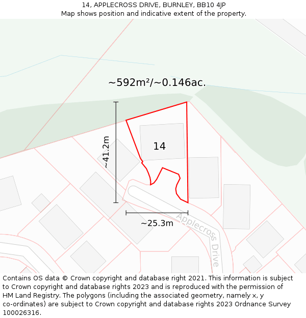 14, APPLECROSS DRIVE, BURNLEY, BB10 4JP: Plot and title map