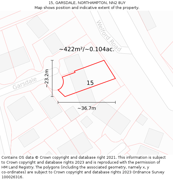 15, GARSDALE, NORTHAMPTON, NN2 8UY: Plot and title map