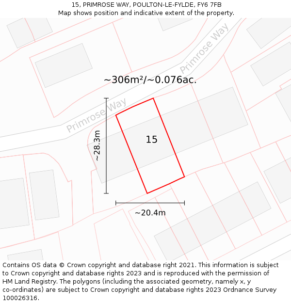 15, PRIMROSE WAY, POULTON-LE-FYLDE, FY6 7FB: Plot and title map