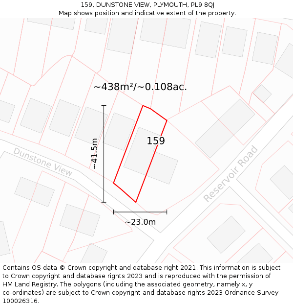 159, DUNSTONE VIEW, PLYMOUTH, PL9 8QJ: Plot and title map