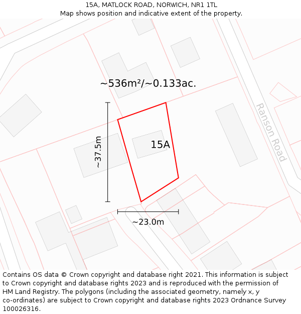 15A, MATLOCK ROAD, NORWICH, NR1 1TL: Plot and title map