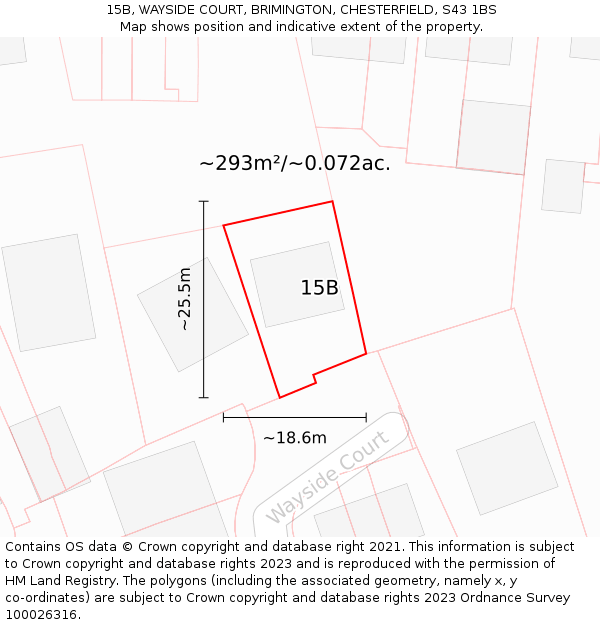 15B, WAYSIDE COURT, BRIMINGTON, CHESTERFIELD, S43 1BS: Plot and title map