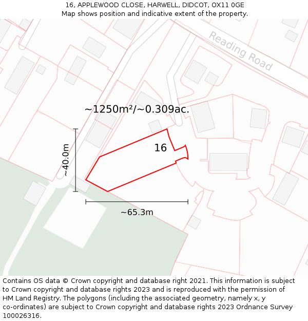 16, APPLEWOOD CLOSE, HARWELL, DIDCOT, OX11 0GE: Plot and title map