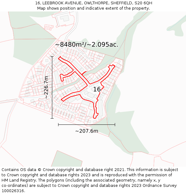 16, LEEBROOK AVENUE, OWLTHORPE, SHEFFIELD, S20 6QH: Plot and title map