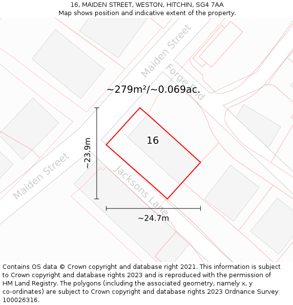 16, MAIDEN STREET, WESTON, HITCHIN, SG4 7AA: Plot and title map