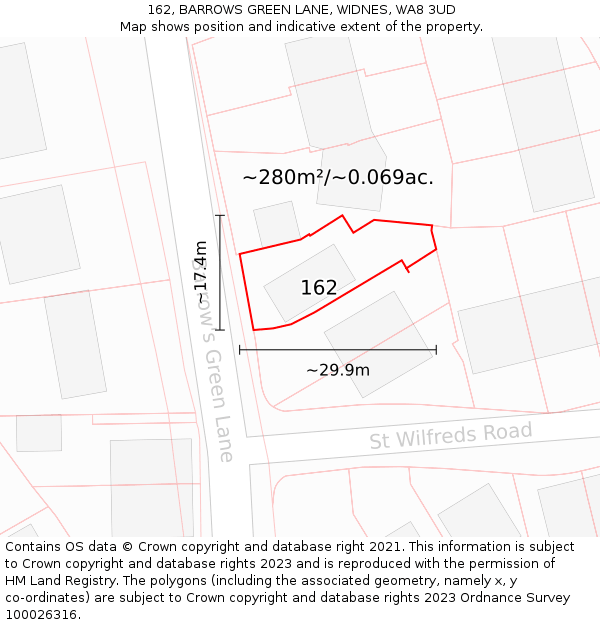 162, BARROWS GREEN LANE, WIDNES, WA8 3UD: Plot and title map