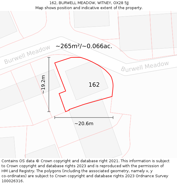 162, BURWELL MEADOW, WITNEY, OX28 5JJ: Plot and title map