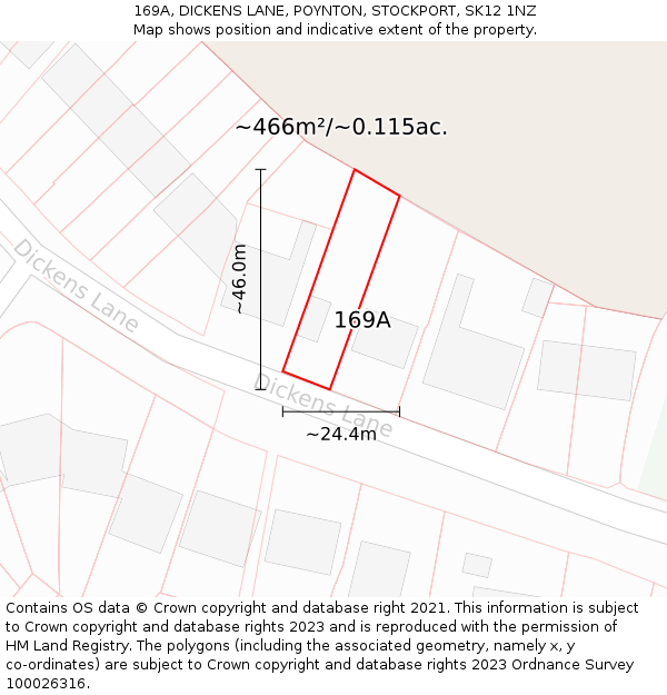 169A, DICKENS LANE, POYNTON, STOCKPORT, SK12 1NZ: Plot and title map