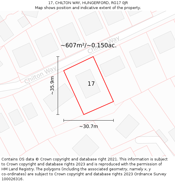 17, CHILTON WAY, HUNGERFORD, RG17 0JR: Plot and title map