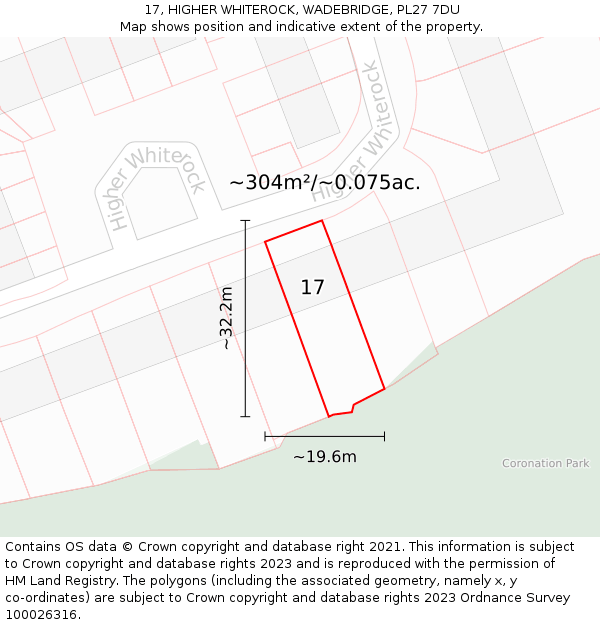 17, HIGHER WHITEROCK, WADEBRIDGE, PL27 7DU: Plot and title map