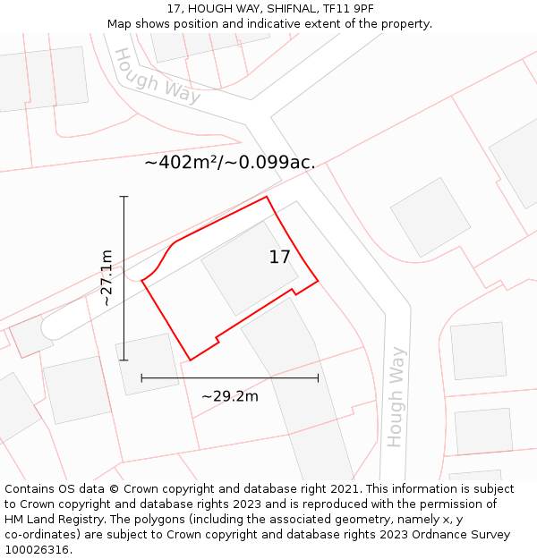 17, HOUGH WAY, SHIFNAL, TF11 9PF: Plot and title map