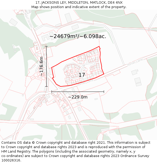 17, JACKSONS LEY, MIDDLETON, MATLOCK, DE4 4NX: Plot and title map