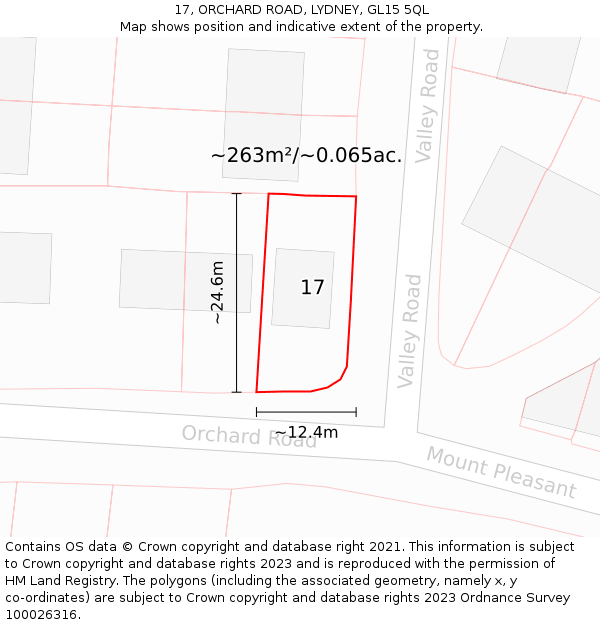 17, ORCHARD ROAD, LYDNEY, GL15 5QL: Plot and title map