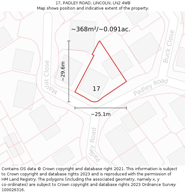 17, PADLEY ROAD, LINCOLN, LN2 4WB: Plot and title map