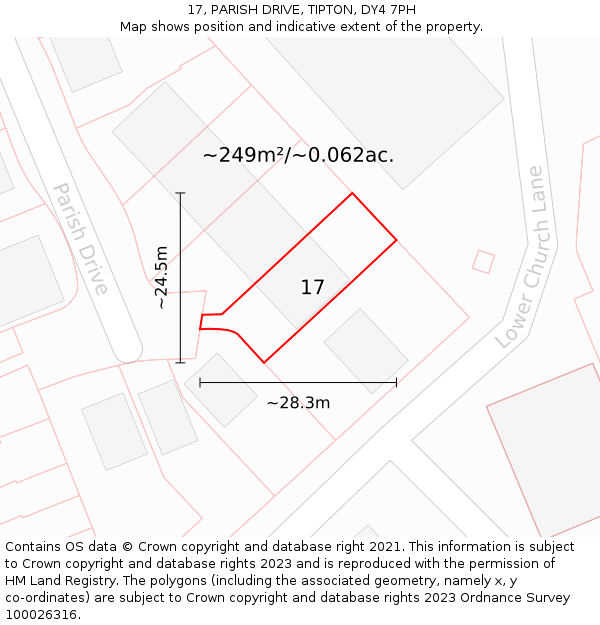 17, PARISH DRIVE, TIPTON, DY4 7PH: Plot and title map