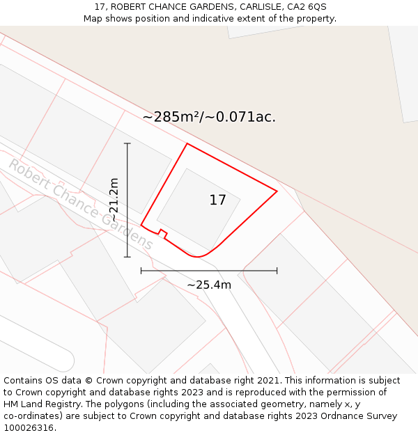 17, ROBERT CHANCE GARDENS, CARLISLE, CA2 6QS: Plot and title map