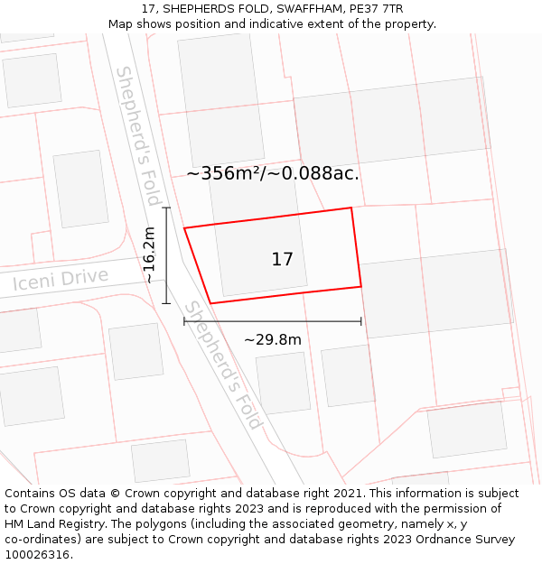 17, SHEPHERDS FOLD, SWAFFHAM, PE37 7TR: Plot and title map
