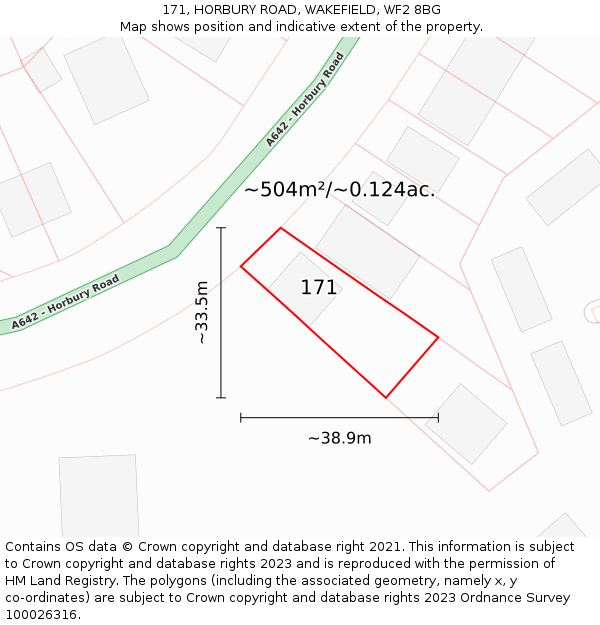 171, HORBURY ROAD, WAKEFIELD, WF2 8BG: Plot and title map