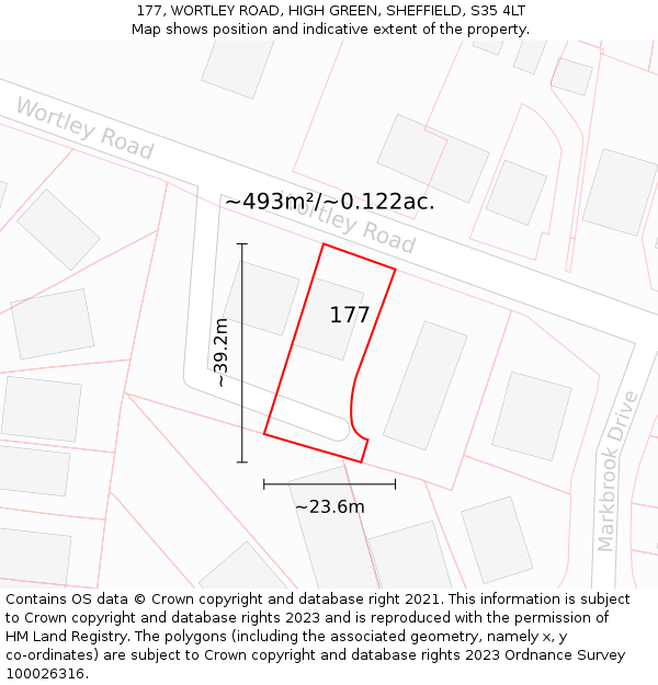 177, WORTLEY ROAD, HIGH GREEN, SHEFFIELD, S35 4LT: Plot and title map