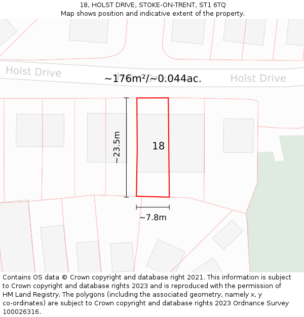 18, HOLST DRIVE, STOKE-ON-TRENT, ST1 6TQ: Plot and title map