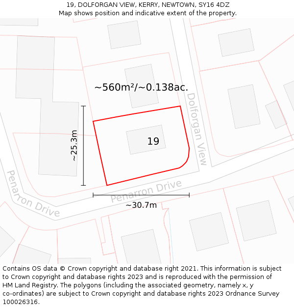 19, DOLFORGAN VIEW, KERRY, NEWTOWN, SY16 4DZ: Plot and title map