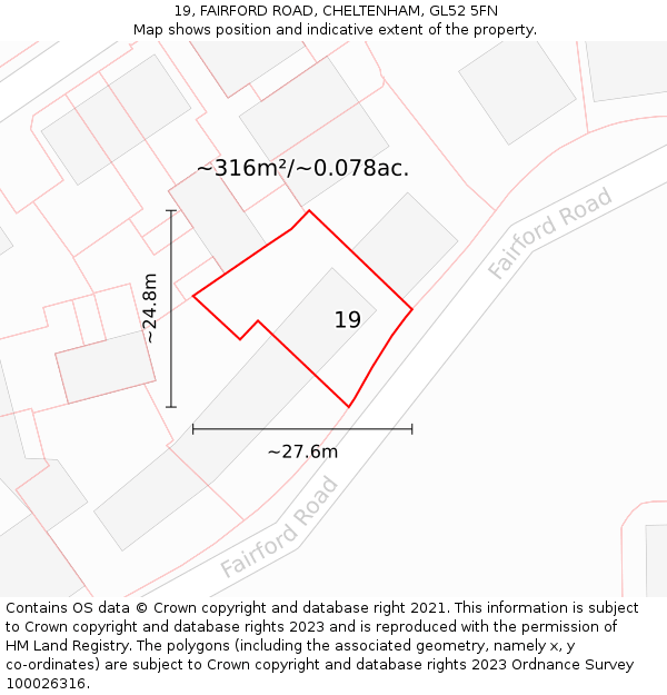 19, FAIRFORD ROAD, CHELTENHAM, GL52 5FN: Plot and title map