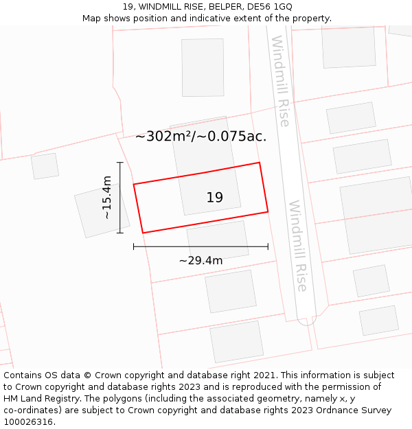 19, WINDMILL RISE, BELPER, DE56 1GQ: Plot and title map