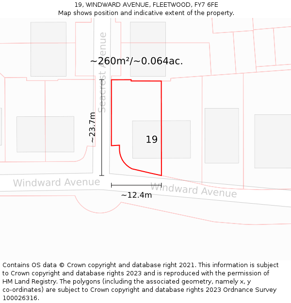 19, WINDWARD AVENUE, FLEETWOOD, FY7 6FE: Plot and title map