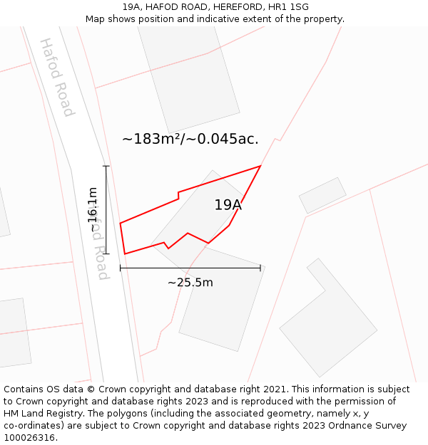 19A, HAFOD ROAD, HEREFORD, HR1 1SG: Plot and title map