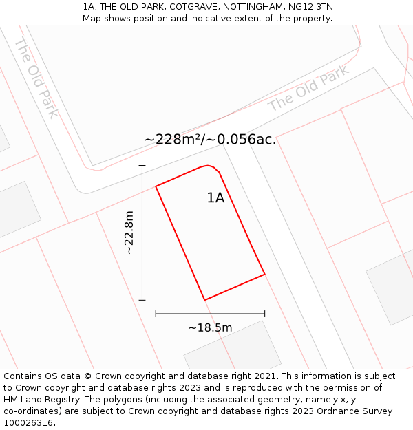 1A, THE OLD PARK, COTGRAVE, NOTTINGHAM, NG12 3TN: Plot and title map