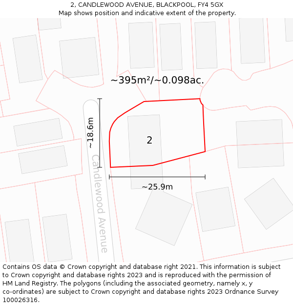 2, CANDLEWOOD AVENUE, BLACKPOOL, FY4 5GX: Plot and title map