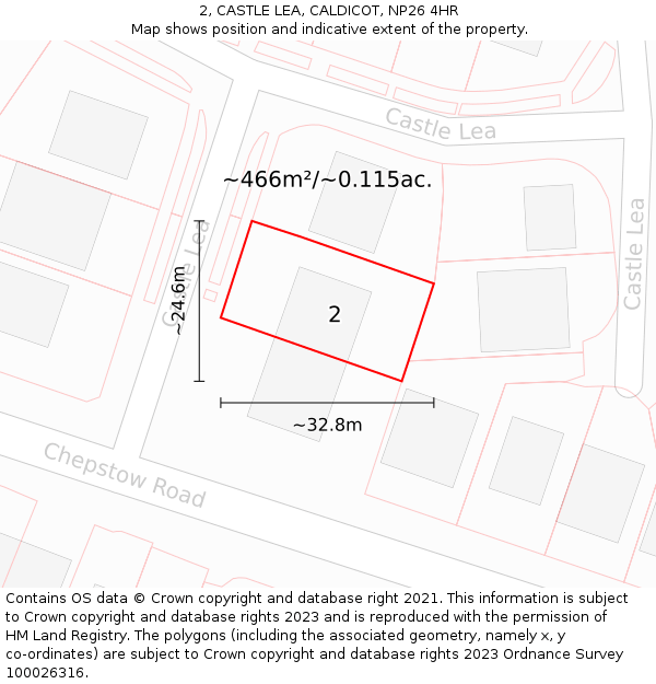 2, CASTLE LEA, CALDICOT, NP26 4HR: Plot and title map