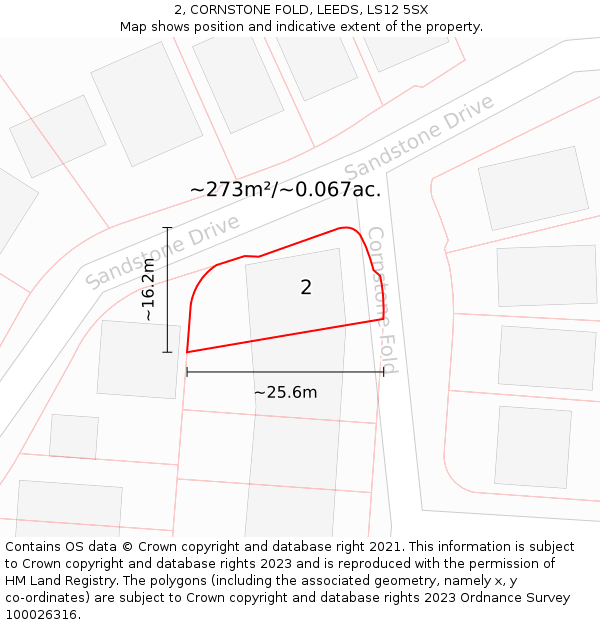 2, CORNSTONE FOLD, LEEDS, LS12 5SX: Plot and title map